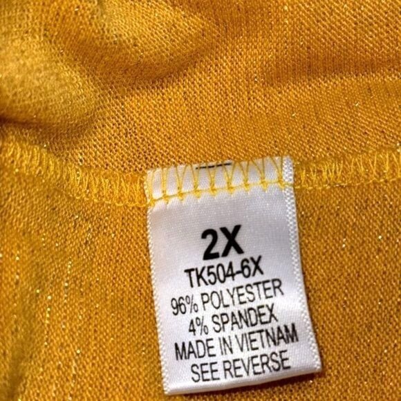 Yellow Impulsive Womens V-Neck Sparkle Tee - 2X Size - Picture 3 of 7